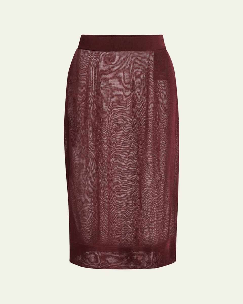 Sheer Knit Midi Pencil Skirt